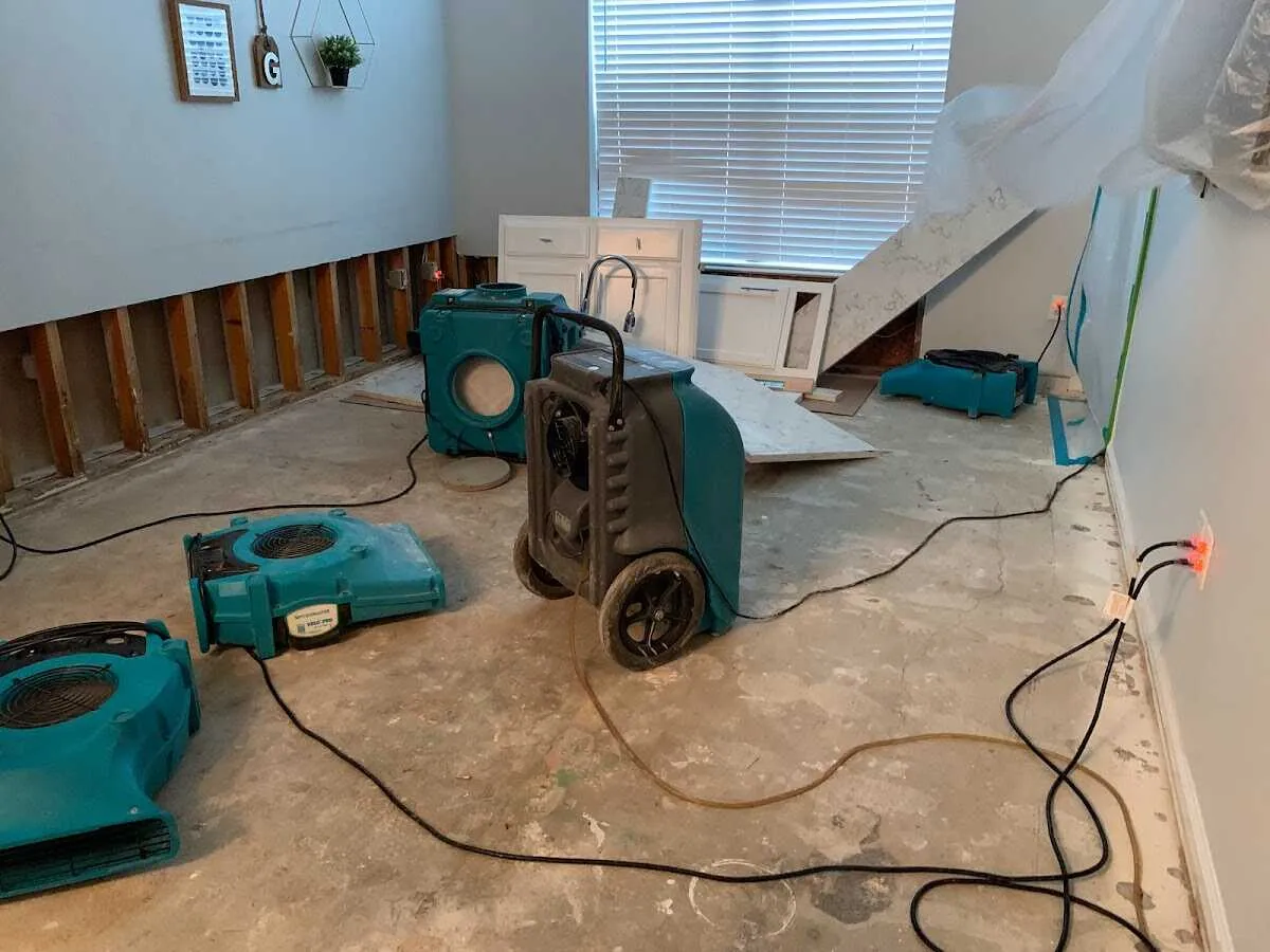 Dehumidifier in flood-cut room for Water Damage Restoration in Middlesborough